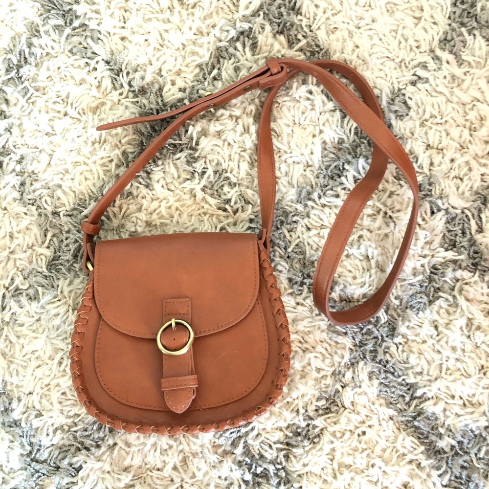 Brown Minimalist Flap Saddle Bag